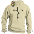 Jesus pisany krzyżem - bluza męska z kapturem -10