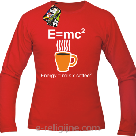 E=mc2 - energy = milk*coffee2 - longsleeve męski czerwony 