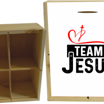 Team Jesus - skrzynka drewniana na herbatę