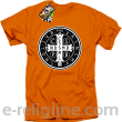 Krzyż Świętego Benedykta - Cross Saint Benedict - koszulka męska pomarańczowa