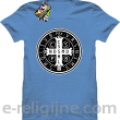 Krzyż Świętego Benedykta - Cross Saint Benedict - koszulka męska błekitna