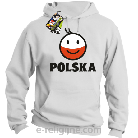 POLSKA Emotik dwukolorowy - Bluza z kapturem biała 