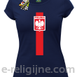Koszulka POLSKA pionowy pasek z herbem - Koszulka damska granat