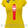Koszulka POLSKA pionowy pasek z herbem - Koszulka damska żółta