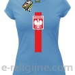 Koszulka POLSKA pionowy pasek z herbem - Koszulka damska błękit