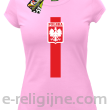 Koszulka POLSKA pionowy pasek z herbem - Koszulka damska róż