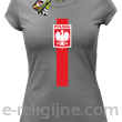 Koszulka POLSKA pionowy pasek z herbem - Koszulka damska szara