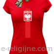 Koszulka POLSKA pionowy pasek z herbem - Koszulka damska red