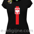Koszulka POLSKA pionowy pasek z herbem - Koszulka damska czarna
