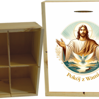 Jezus Pokój z Wami - Drewniana skrzynka na herbatę