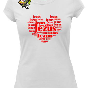 Jezus Serduszko z napisami - koszulka damska