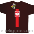 Koszulka POLSKA pionowy pasek z herbem - Koszulka dziecięca brąz