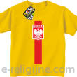 Koszulka POLSKA pionowy pasek z herbem - Koszulka dziecięca żółta