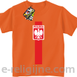 Koszulka POLSKA pionowy pasek z herbem - Koszulka dziecięca pomarańcz