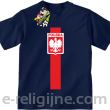 Koszulka POLSKA pionowy pasek z herbem - Koszulka dziecięca granat