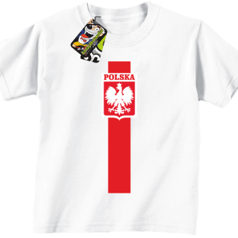 Koszulka POLSKA pionowy pasek z herbem - Koszulka dziecięca
