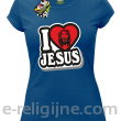 I love Jesus StickStyle - koszulka damska niebieska