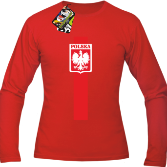 Koszulka POLSKA pionowy pasek z herbem - Longsleeve męski