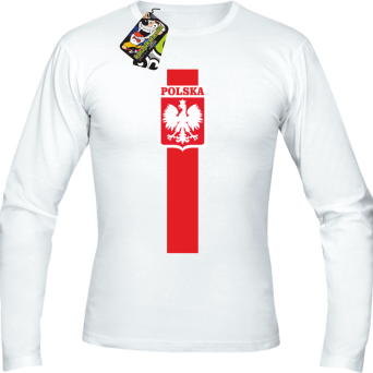 Koszulka POLSKA pionowy pasek z herbem - Longsleeve męski