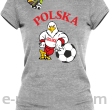 POLSKA Orzeł opierający się na piłce - Koszulka damska melanż
