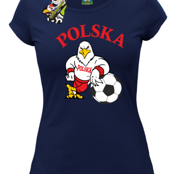 POLSKA Orzeł opierający się na piłce - Koszulka damska