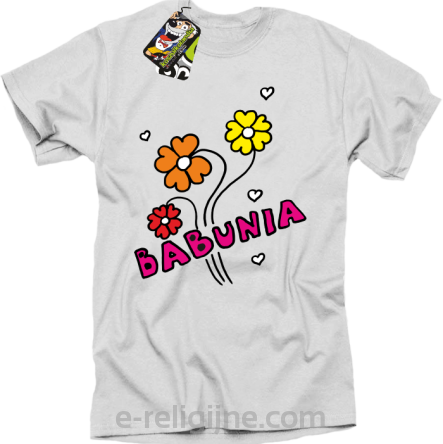 Babunia - kwiatuszki trzy - Koszulka standardowa  biała 