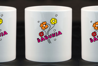 Babunia - kwiatuszki trzy-Kubek ceramiczny