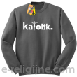 Katolik napis z symbolami - Bluza męska standard bez kaptura szara 