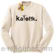 Katolik napis z symbolami - Bluza męska standard bez kaptura beżowa 