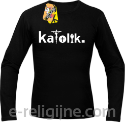 Katolik napis z symbolami - Longsleeve męski 