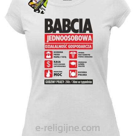 BABCIA - Jednoosobowa działalność gospodarcza - Koszulka damska biała