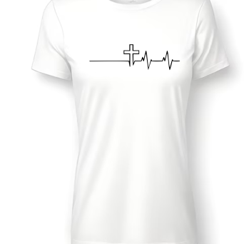 Linia życia - wykres krzyż - koszulka damska