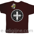 Krzyż Świętego Benedykta - Cross Saint Benedict - koszulka dziecięca brązowa