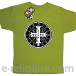Krzyż Świętego Benedykta - Cross Saint Benedict - koszulka dziecięca kiwi