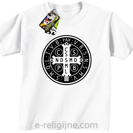 Krzyż Świętego Benedykta - Cross Saint Benedict - koszulka dziecięca biała