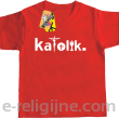 Katolik napis z symbolami - Koszulka dziecięca  czerwona 