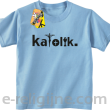 Katolik napis z symbolami - Koszulka dziecięca  błękitna 