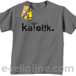Katolik napis z symbolami - Koszulka dziecięca  szara 