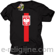 Koszulka POLSKA pionowy pasek z herbem - Koszulka męska czarny