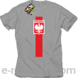 Koszulka POLSKA pionowy pasek z herbem - Koszulka męska szary