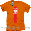 Koszulka POLSKA pionowy pasek z herbem - Koszulka męska pomarańczowa