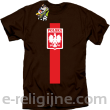 Koszulka POLSKA pionowy pasek z herbem - Koszulka męska brąz