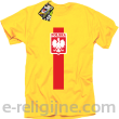 Koszulka POLSKA pionowy pasek z herbem - Koszulka męska żółta