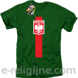 Koszulka POLSKA pionowy pasek z herbem - Koszulka męska zielona