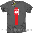 Koszulka POLSKA pionowy pasek z herbem - Koszulka męska szara