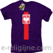 Koszulka POLSKA pionowy pasek z herbem - Koszulka męska fiolet