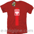 Koszulka POLSKA pionowy pasek z herbem - Koszulka męska red
