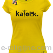 Katolik napis z symbolami - Koszulka damska żółta 