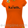 Katolik napis z symbolami - Koszulka damska pomarańczowa 
