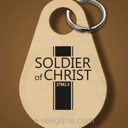 Soldier of Christ - drewniany brelok na klucze z nadrukiem